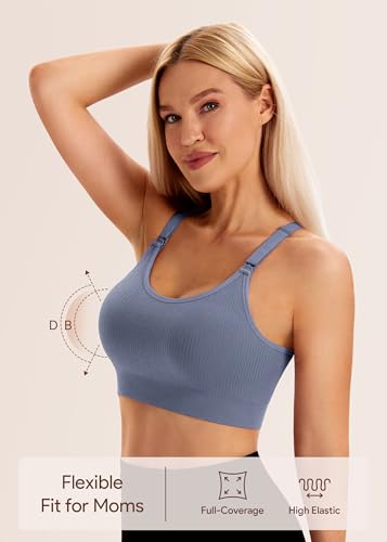 Image of Angelhood Nursing Bras for Breastfeeding, Criss-Cross Back Nursing Sports Bra, Low Impac Support Yoga Maternity Bras