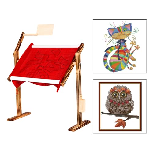 Présentoir à broderie amélioré et support point de croix en bois brun - 8