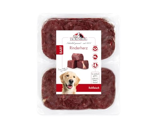 TACKENBERG Barf Rinderherz für Hunde - 14 x 500 g - leckeres Frostfleisch als Hundefutter in Premiumqualität - geeignetes Gefrierfutter für deinen Vierbeiner - ohne Zusatzstoffe