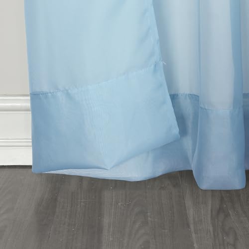 Image of No. 918 Emily Sheer Voile Rod Pocket Curtain Panel, 59 inch x 63 inch, Dusty Blue