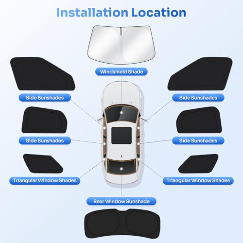 Image of Canvcle Window Shades for 2026 Hyundai Palisade LX3 Accessories Windshield Sun Shade Side Rear Window Covers Sunshade Sun Visor Shield Privacy Protection for Camping Keep Vehicle Cool Black 8PCS