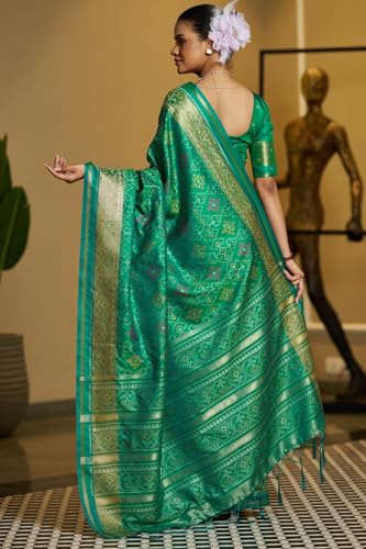 Image of SGF11 Women's Kanjivaram Patola Silk Saree Silk Saree Pure Golden Zari With Blouse Piece