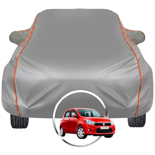 Image of Pivalo Car Cover for Maruti Suzuki Celerio - Fits All Model & Year | 100% Waterproof All-Weather UV & Paint Protection | Premium 3-Layer Fabric | Triple Stitched with Reflective Piping (Grey)