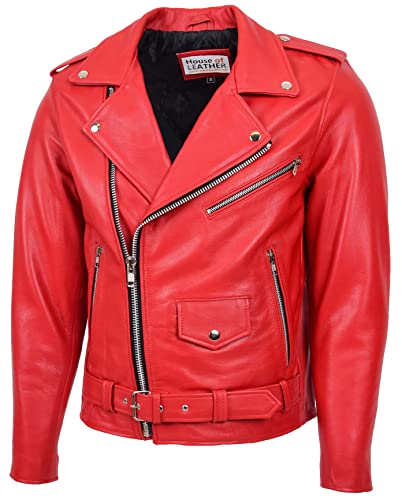 Mens Real Leather Biker Jacket Cross Zip Brando Style Kyle4