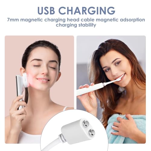 USB-Ladekabel Universal 2-Pin 7mm Magnetisches, Magnetisches USB-Ladekabel, Suitable for Magnetic Charging Massager Products, Toys Charging Cable (Weiß)