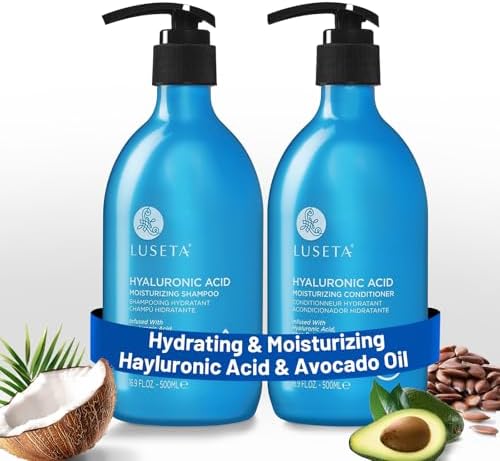 Luseta Hyaluronic Acid Moisturizing Shampoo & Conditioner Set for Dry and Dam...