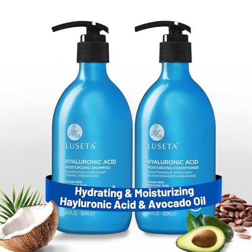 Luseta Hyaluronic Acid Moisturizing Shampoo & Conditioner Set for Dry and Damaged Hair, Sulfate Free Shampoo and Conditioner for Women Infused with Argan Oil and Shea Butter Paraben-Free2 x 16.9oz