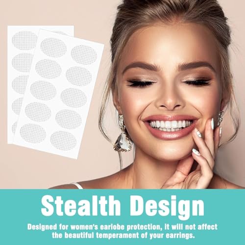 Image of 100 Pcs Earlobe Support Patches - Invisible Ear Stickers for Heavy Earrings, Jhumkas & Big Ear Holes - Secure Lift Tape for Earlobe Protection & Support, Discreet & Comfortable Wear