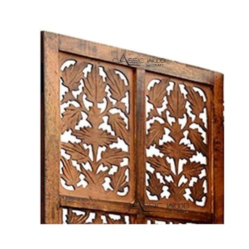 Image of Classic Wood and Craft Wooden Room Divider Partition for Living Room, Privacy Partition, Partition Wall, Divider for Makeup Studio /Office (3 Panels - Mix Frame Design)