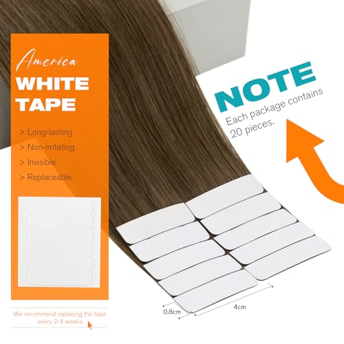 Image of Sunny Hair Tape in Hair Extensions Human Hair Golden Walnut Brown 50g 20Pcs