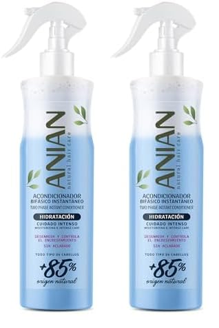 ANIAN - Acondicionador sin Aclarado, 400 ml, Acondicionador Bifásico Hidratación, para Todo Tipo de Cabellos, Desenreda y Controla el Encrespamiento, con Proteína de Seda, Trigo y Queratina
