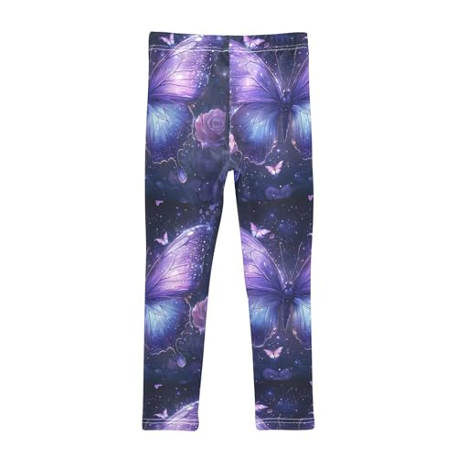 Butterfly Roses Stars Glitter Girls Leggings Kids Yoga Pants Dance Active Tights 4T2