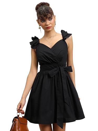 Image of Tokyo Talkies Women's Sleeveless V-Neck Solid Dresses | Stylish Dresses | Casual Dresses