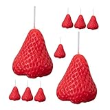 DEARMAMY 9 Stück Duftkerze Erdbeere Kerze mit erdbeerduft Romantisch duftend Kerzendekor für Kerzen in Erdbeerform Kerzen Erdbeere schöne Kerzen Fruchtkerzen Wohnkultur Kerzen Paraffin rot