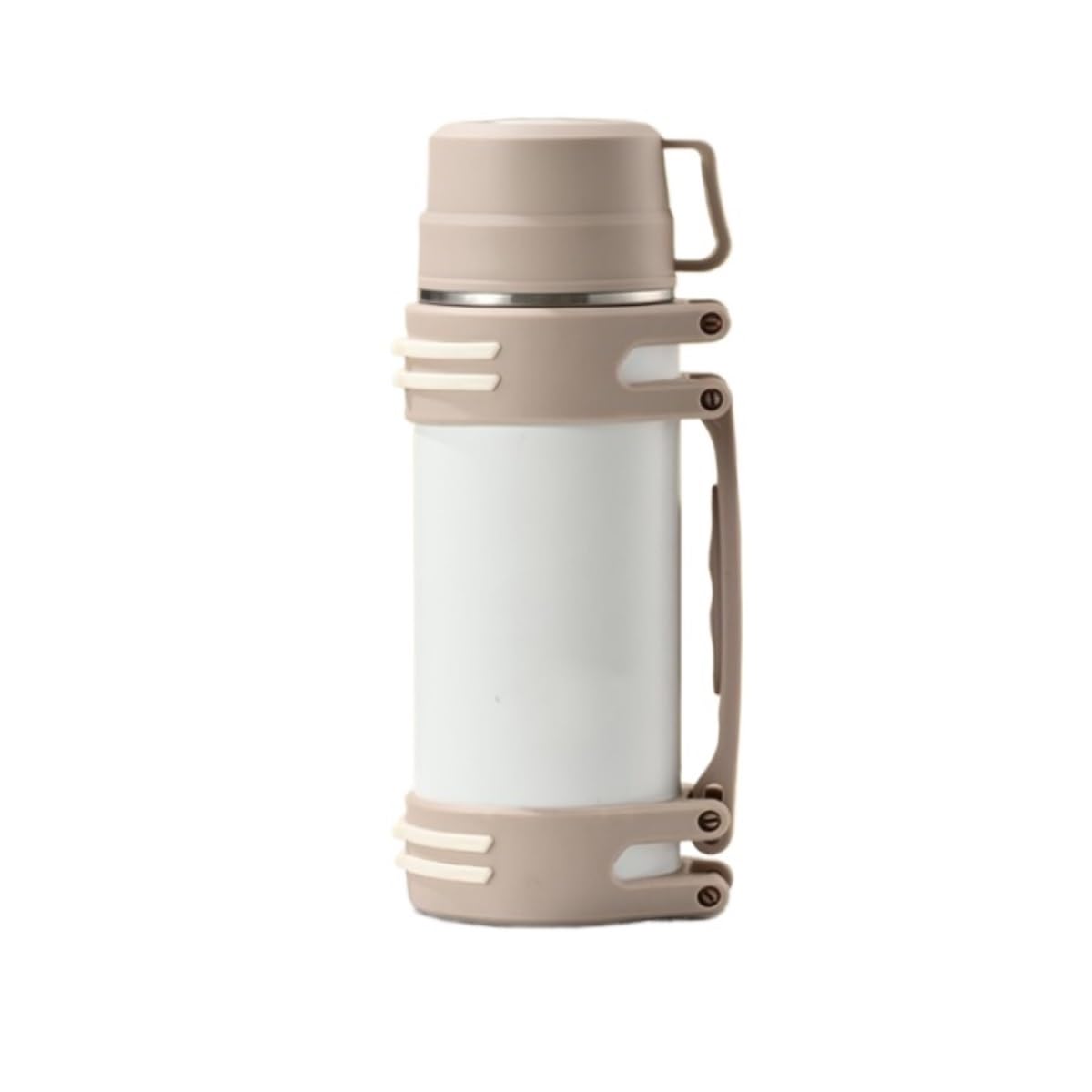 Trinkflasche Wasserflasche Outdoor-Reisetopf, Edelstahl-Isoliertopf, Tragbarer Auto-Sport-Wasserkocher Trinkflasche Fitness(White)