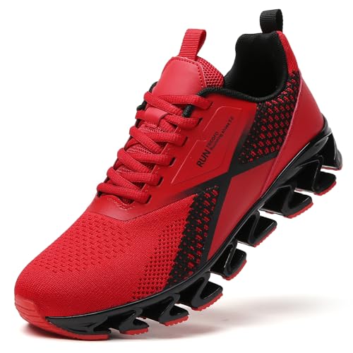 Image of SKDOIUL Walking Shoes for Men Fashion Running Sneakers Comfort Gym Workout Athletic Tennis Shoe Red Size 11.5