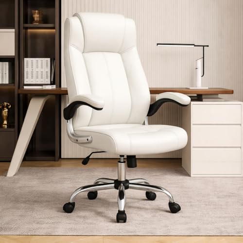 Image of Lakdi The Furniture Co High-Back Directior Office Chair and Executive Chair, Ergonomic Leatherette Desk Chair|Adjustable Arm Rest for 5-Year Warranty & Free Assembly-111012161 White