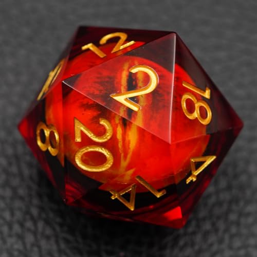Dungeons and Dragons DND Dice D20, Moving Eyeball Liquid Core Dice Set D&D 33MM Oversized D20 Single Sharp Edge Resin dice with Gift Case, Polyhedral Dice for Role Playing Game