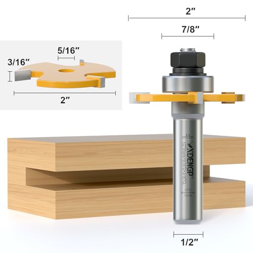 Xdengp 3FCKD-1/2*2*3/16 Slot Cutter Router Bit 1/2 Shank thumb #1