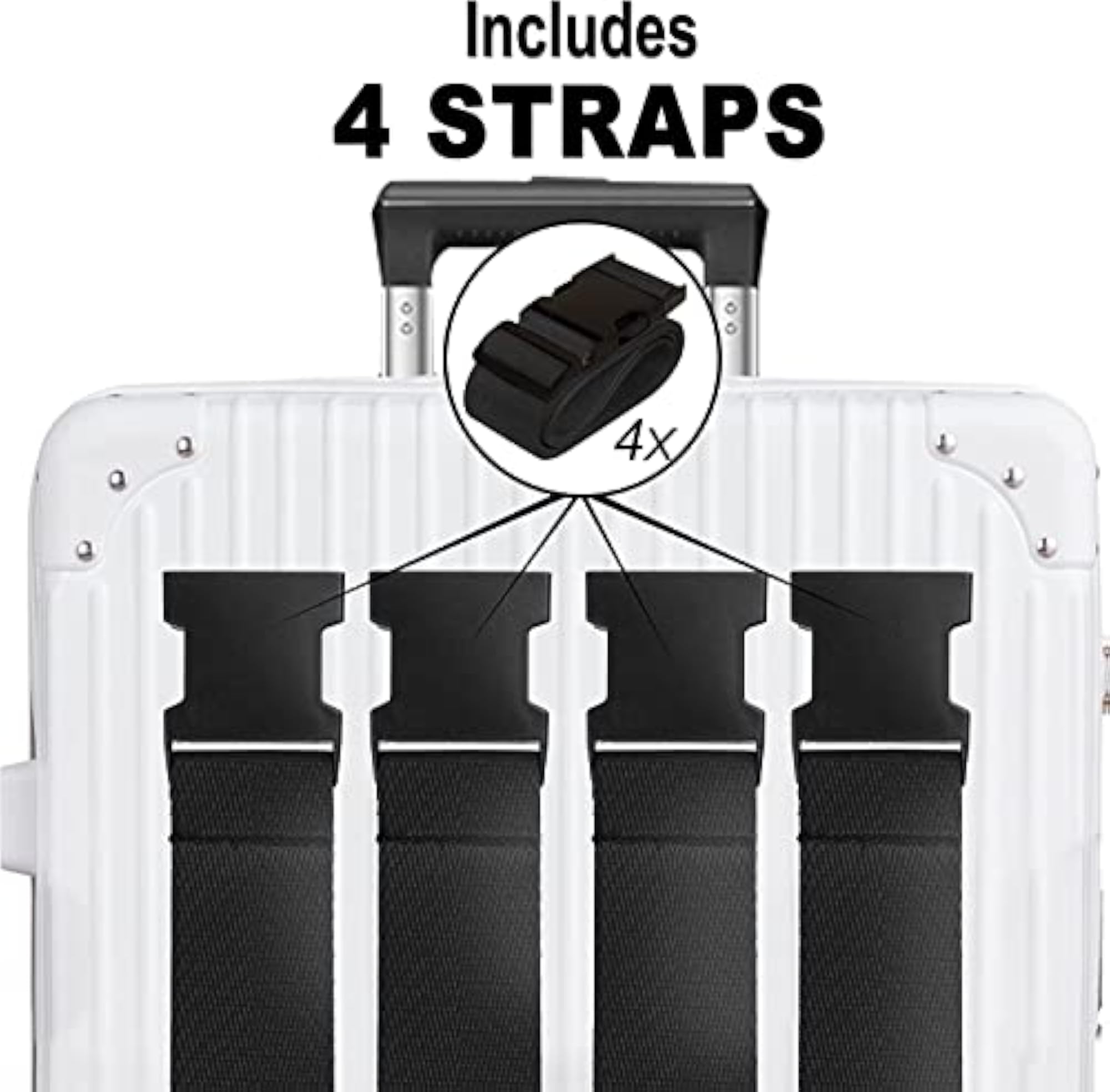 Luggage Straps for Suitcases, Heavy Duty, 4 PCS