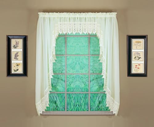 Today's Curtain, Diana Macramé Tergal Sheer Long Swagger 63", Ecru, 90" W x 63" L
