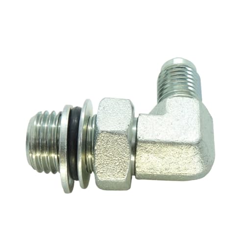 Image of 1 Piece Hydraulic Fitting 1 /4 Male JIC (7 /16 inch-20) X M14 x 1.5 Male Metric 90 Degree Elbow Adapter