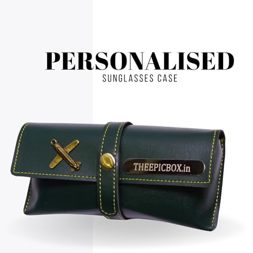 Image of Personalized Leather Goggle Cover | Custom Name | Unisex Faux Leather Eyewear Case with Button Closure | Travel-Friendly & Durable Sunglasses Holder for Men & Women