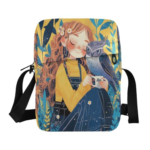 Sweet Owl Illustration Anime Girl messenger bags men's shoulder bag Women's Purses Adjustable Strap for Casual Travel
