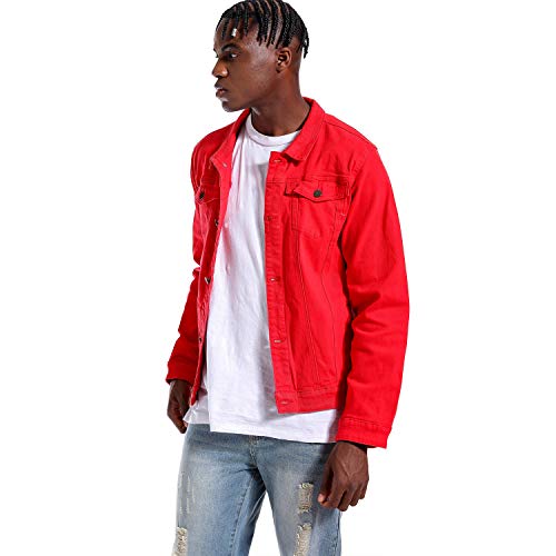 Image of Mens Denim Jacket Ripped Slim Jean Jacket Coat for Men