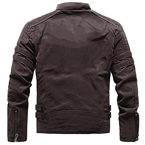 WOKAS Motorfiets Jas Mannen Lederen Jas Mannen Herfst Winter Stand Kraag Bomber Motorfiets Jassen Mens Casual PU Lederen Jassen - Image 6