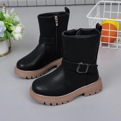 Girls Combat Boots Waterproof Side Zipper Ankle Booties Fashion Anti Slip Low Heel Shoes Comfy Outdoor Hiking Boots2