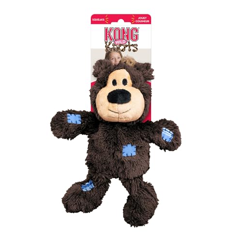 KONG – Wild Knots Bear – Innere Geknotete Seile und Minimale Füllung für Weniger Unordnung (Farbvar.) – Für Mittelgroße/Große Hunde