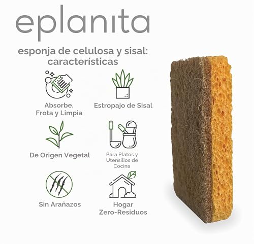 Miniatura 2 de Eplanita Esponjas Naturales A Base De Plantas Paquete De 6 , Antiarañazos, Biodegradables, Ecológicas Para Cocina Y Baño