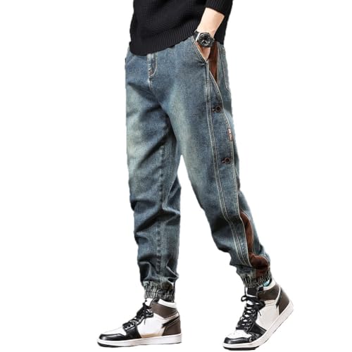 Jeans for Men Relaxed Fit Tapered High Waisted Designer Cool Trendy Jogger Denim Pants