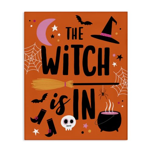Stupell Industries Witch Cauldron Halloween, 16 x 20 Inch Canvas Wall Art