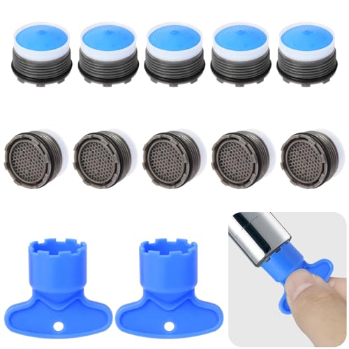 XULIERUX 10-teiliges Strahlregler-Set, M18,5 Strahlregler, Kunststoff-Wasserhahn-Perlator, Wasserhähne-Filter, mit 1 Schlüssel, für Badezimmer, Küche