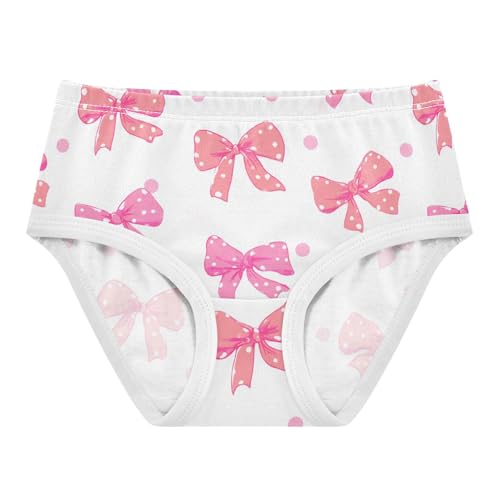 Pink Bows White (2) Girls' Underwear Cotton Girls Briefs Soft Toddler Underwear 2T