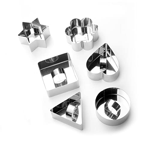 6pcs Pastry Tools Pressable 3D Stainless Steel Press Baking Utensils Food-Grade Geometric Non-Stick Kitchen Baking