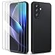 Qlfemna Handyhülle für Samsung Galaxy A36 5G Hülle mit 3 Stück Schutzfolie, 4 in 1 Set Rundumschutz Schutzhülle Cover - Ultra Dünn Weiche TPU Silikon Stoßfest Bumper Case Schwarz