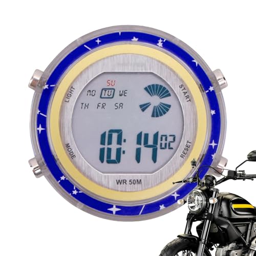 Reloj digital para motocicleta, montaje en manillar impermeable, luminosa, con pantalla transparente, para motocicleta, coche, SUV, scooter, salpicadero, garaje, equitación al aire libre, uso