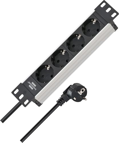 Brennenstuhl Alu-Line 10" Steckdosenleiste 4-Fach für Schaltschränke, 2m