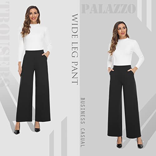 MISS MOLY Women's Wide Leg High Waisted Palazzo Pants Casual Business Dress Pants Pull On Stretch Trousers with Pockets3