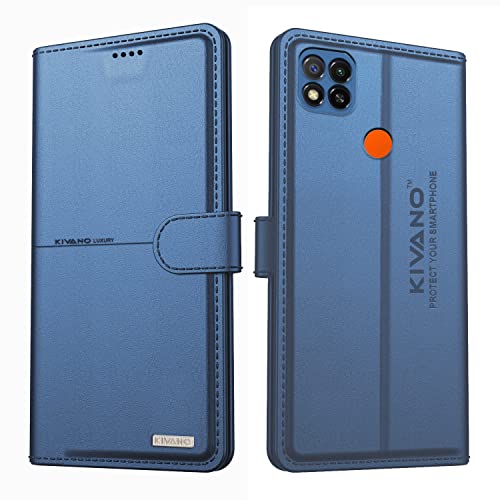 Image of KIVANO Xiaomi Redmi 9 Professional Series Wallet Case | Luxurious Design | Premium | PU Leather Flip Case Back Cover - Dark Blue