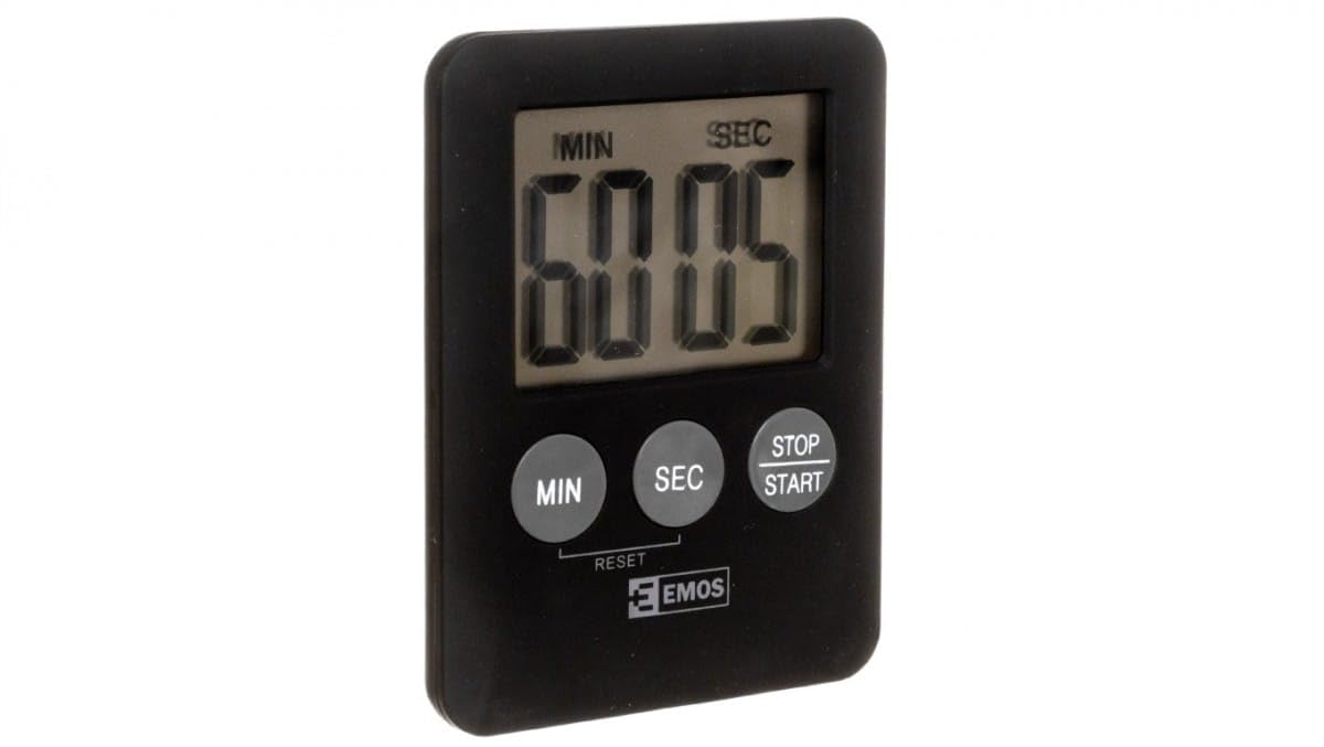 EMOS E0202 Digital Kitchen Timer, Egg Timer, Kitchen Timer with Alarm and Magnet, Black