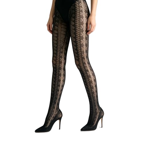 Image of Black Sheer Tights Y2K High Waist Pantyhose with Bows Patterned Stockings for Women