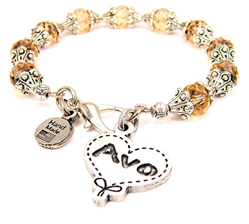 ChubbyChicoCharms AVO Quilted Heart Scroll Capped Crystal Bracelet in Topaz