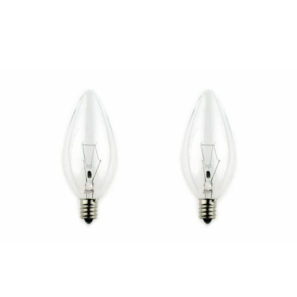 Swan Candelabra E12 Clear Candle Light Bulbs, 240V, 25W, Pack of 2