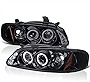 Spec-D Tuning Glossy Black Housing W/Smoke Lens Projector Halo Headlights Compatible with 2000-2003 Nissan Sentra Left + Right Pair Headlamps Assembly