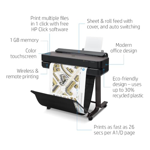 hp designjet t650 large format 36-inch plotter printer includes 2-year onsite warranty support 5hb10t - new model