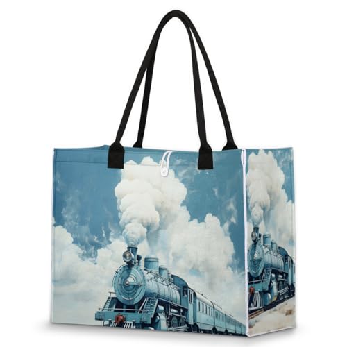 Train Desert Tote Bag for Women Large Beach Bag Reusable Tote Bags for Work Travel Beach Shopping